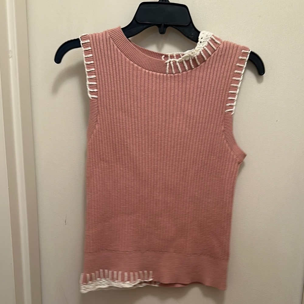 AN+R Pink Sleeveless Top with Lace Trim